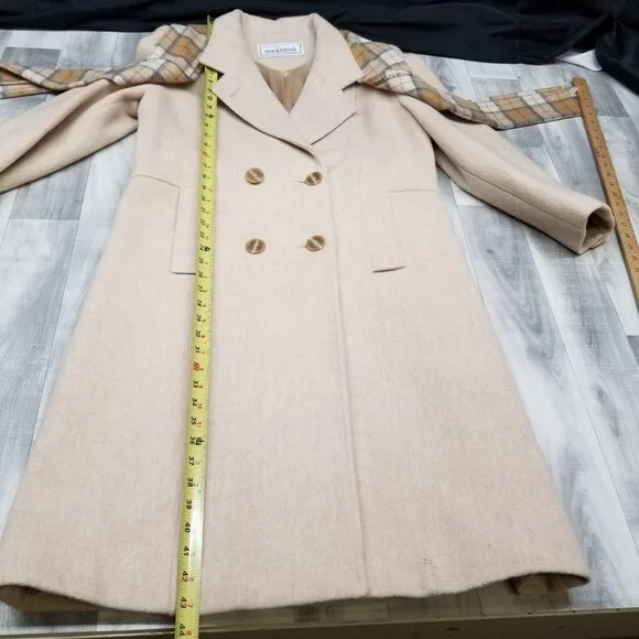 ✅Womens L VTG Mackintosh Beige Wool Pea Coat/Jacket USA Union Made *Moth Damage - Picture 8 of 14